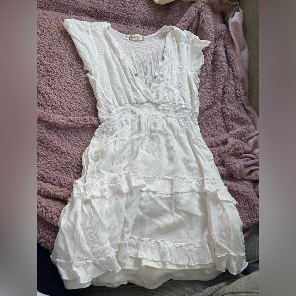 White, beachy, dress, coverup